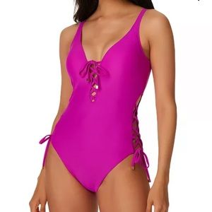 Women’s one piece swimsuit,  NEON ORCHID